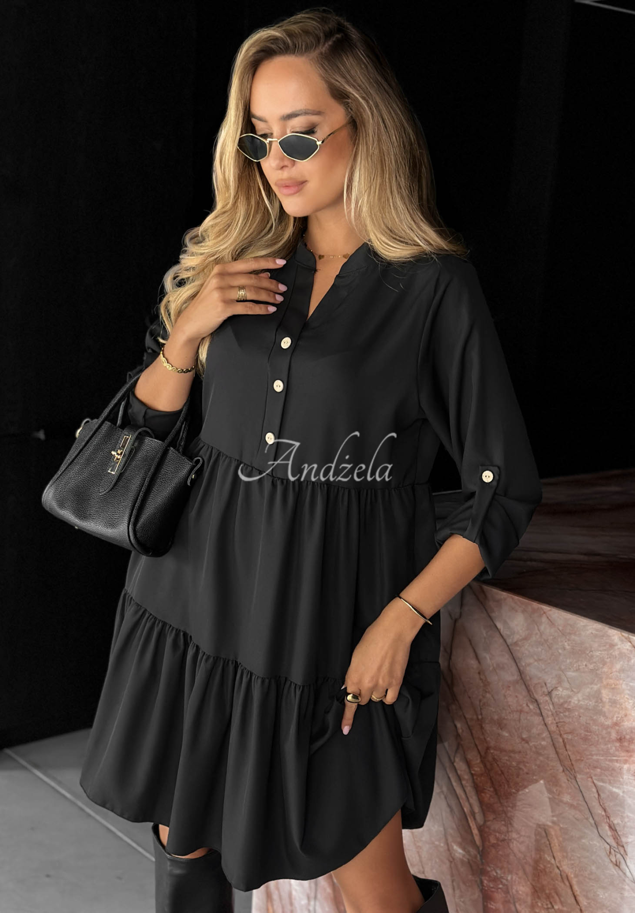 Rochie oversize cu volănașe și vâscoză Modern Charm