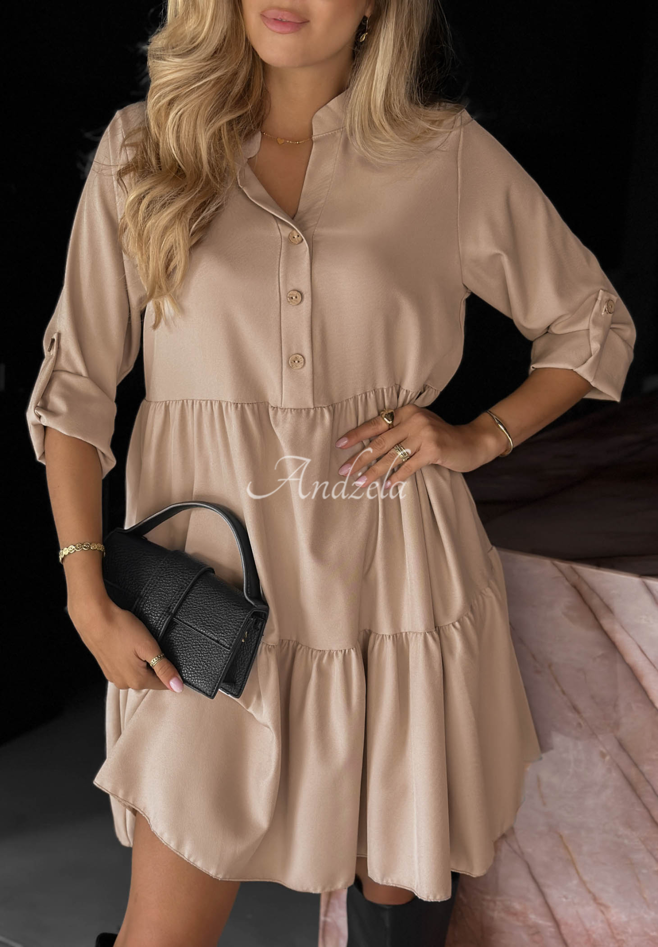 Rochie oversize cu volănașe și vâscoză Modern Charm