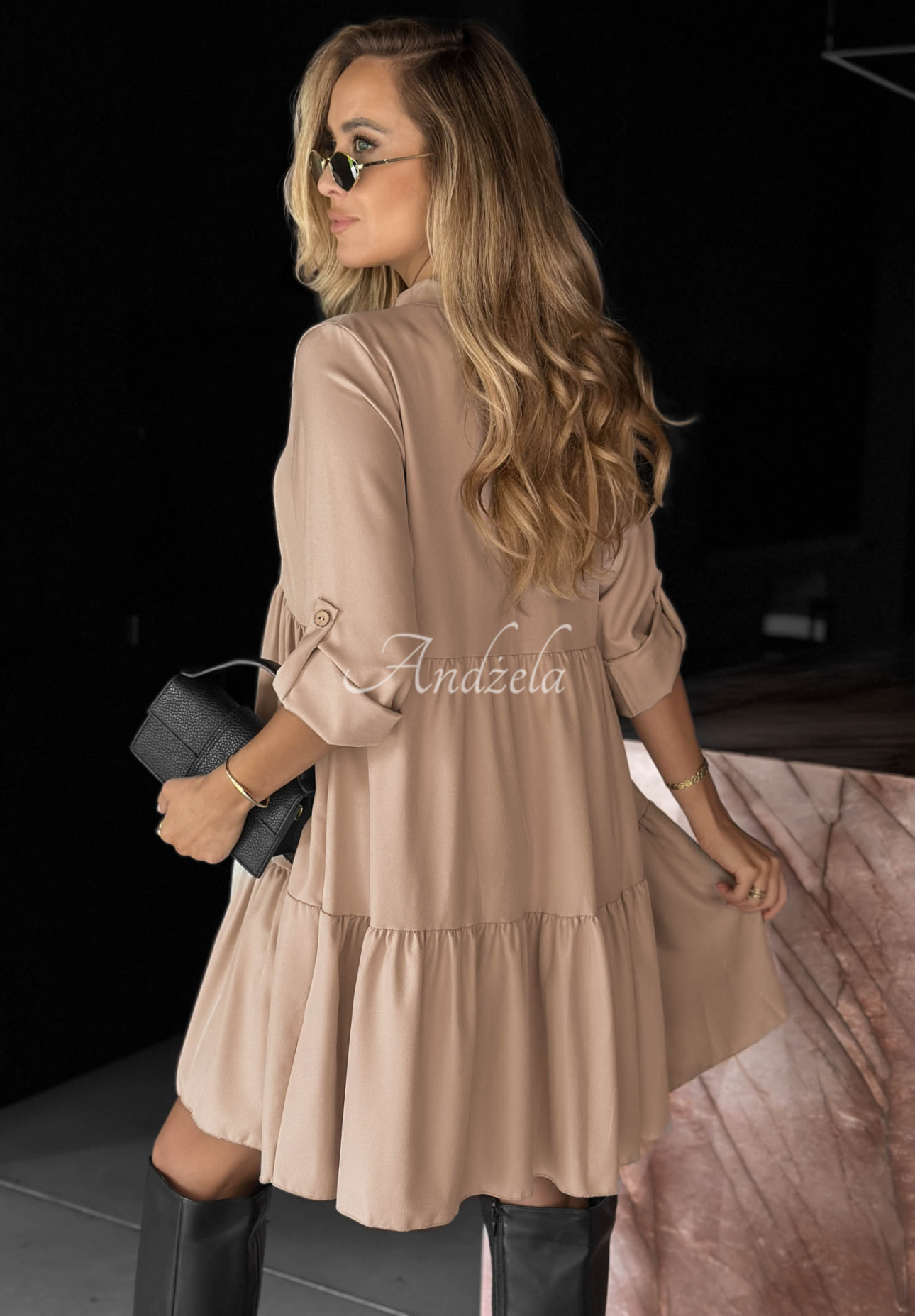 Rochie oversize cu volănașe și vâscoză Modern Charm