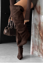 Lungi zamszowe Cizme na szpilce Signature Walk negre