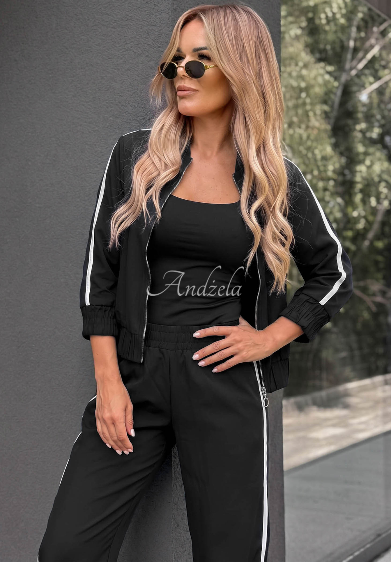 Compleu din bumbac cu jachetă și pantaloni cu lampasuri Unbelievable