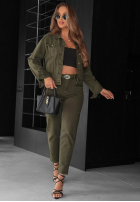 Pantaloni din denim mom fit More Than Ever kaki