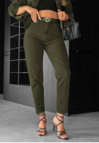 Pantaloni din denim mom fit More Than Ever kaki