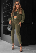 Pantaloni din denim mom fit More Than Ever kaki