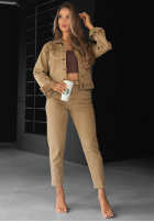 Pantaloni din denim mom fit All We Need camel