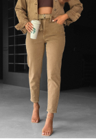 Pantaloni din denim mom fit All We Need camel
