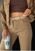 Pantaloni din denim mom fit All We Need camel