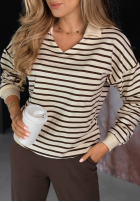 Compleu de trening Hanorac i Pantaloni w pas Hello Weekend beżowo-ciocolatiu