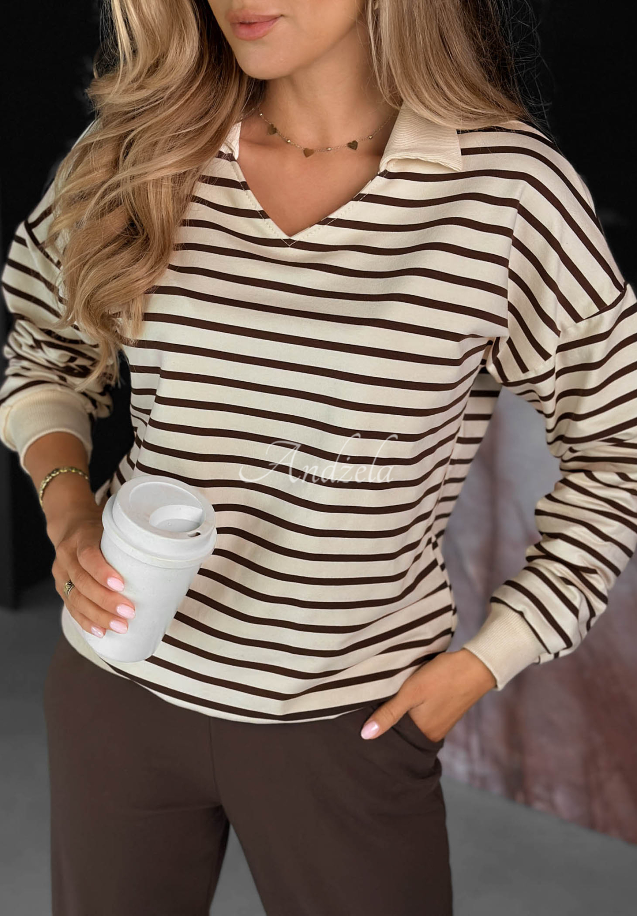 Compleu din bumbac tip trening, hanorac și pantaloni cu dungi Hello Weekend