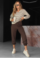 Compleu de trening Hanorac i Pantaloni w pas Hello Weekend beżowo-ciocolatiu