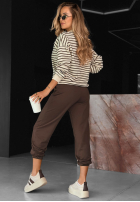Compleu de trening Hanorac i Pantaloni w pas Hello Weekend beżowo-ciocolatiu