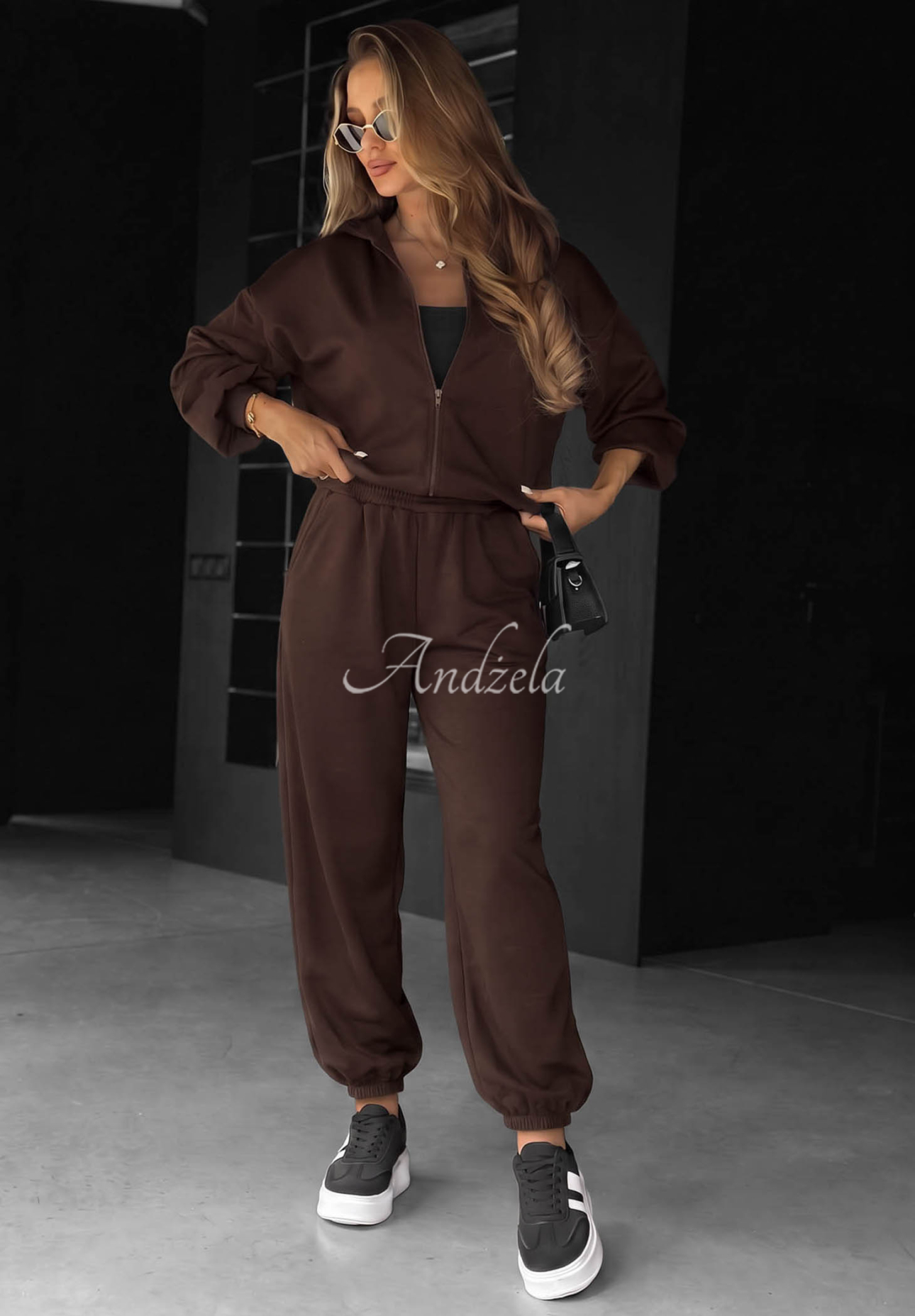 Set din vâscoză cu hanorac cu fermoar și pantaloni Comfort Club