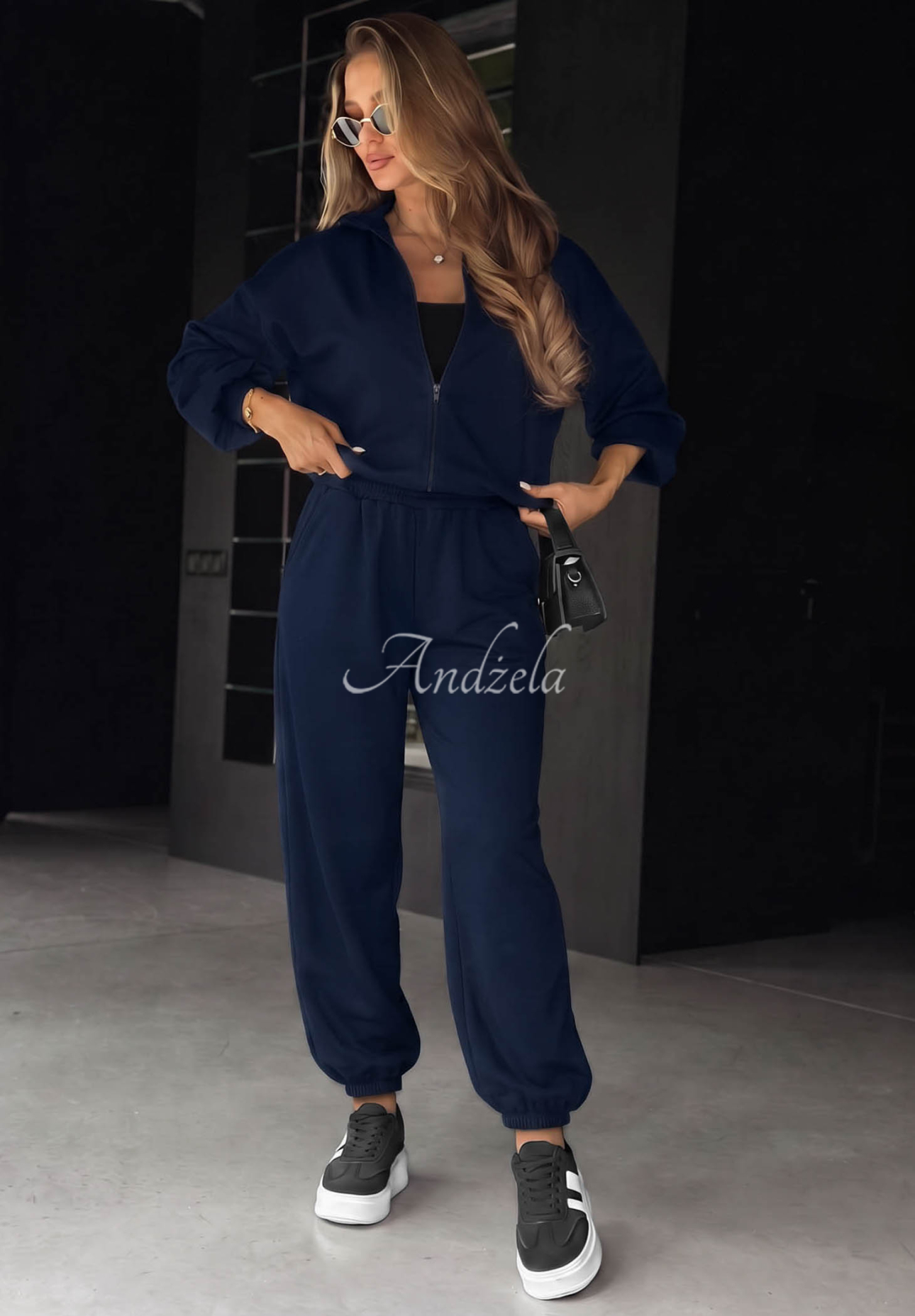 Set din vâscoză cu hanorac cu fermoar și pantaloni Comfort Club