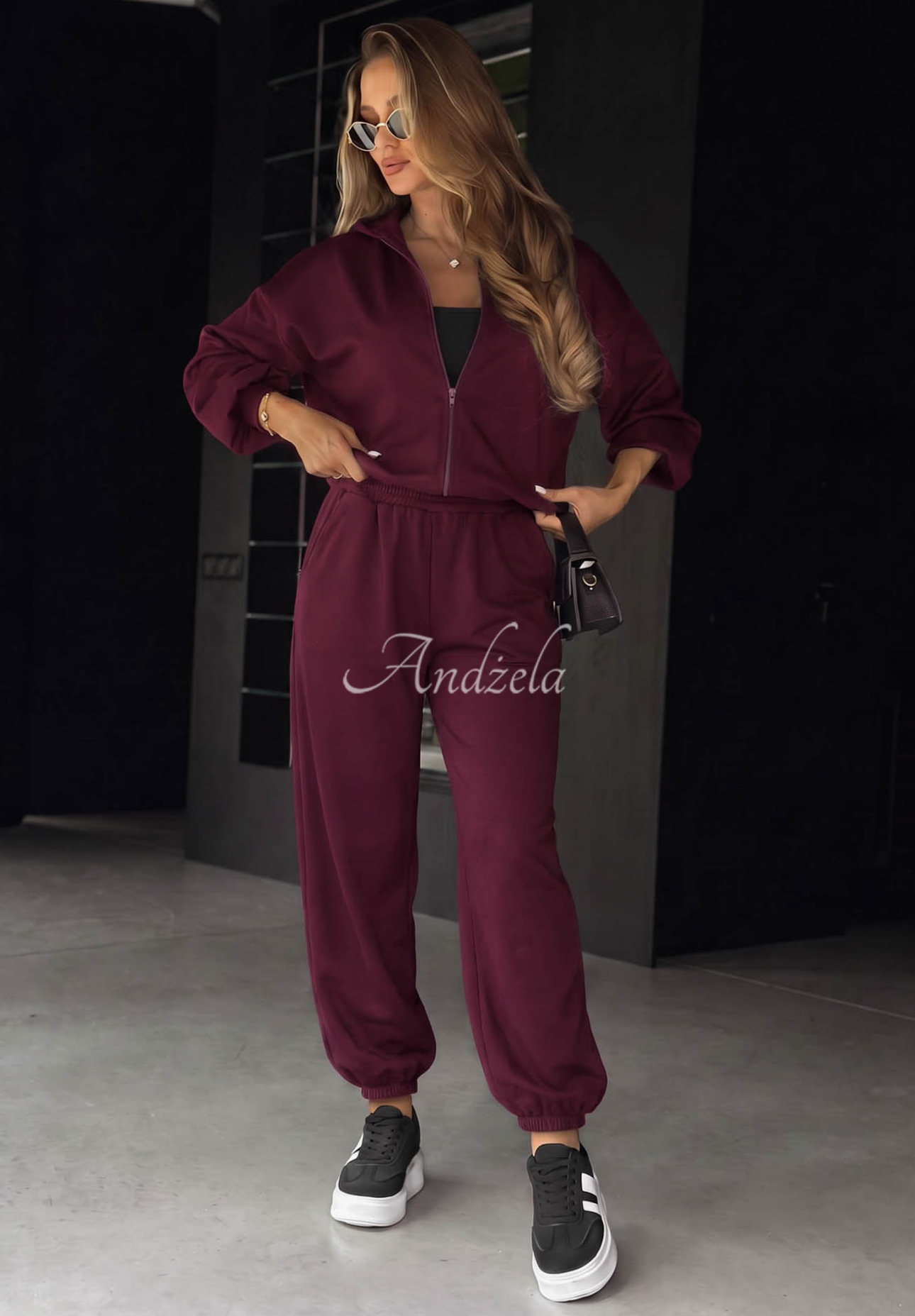 Set din vâscoză cu hanorac cu fermoar și pantaloni Comfort Club