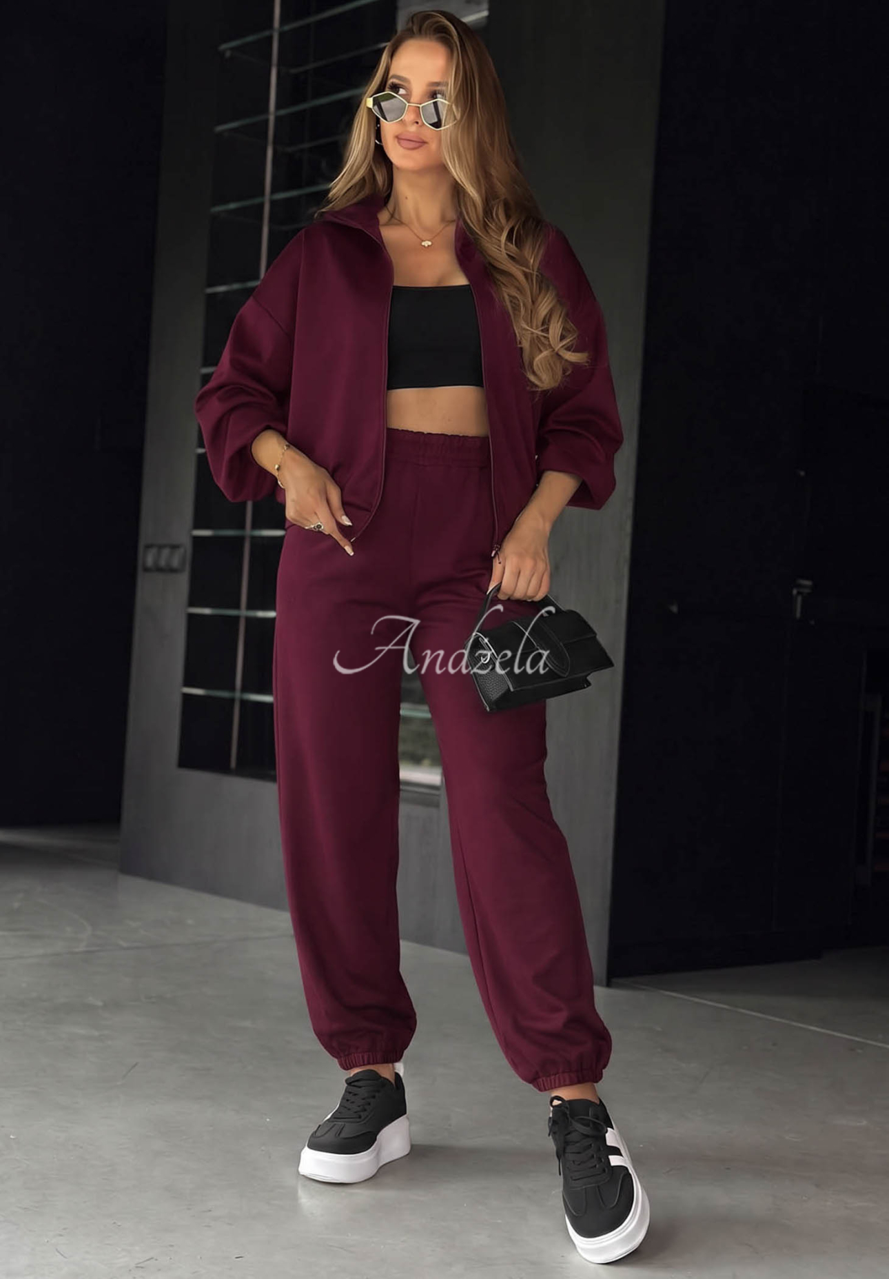 Set din vâscoză cu hanorac cu fermoar și pantaloni Comfort Club