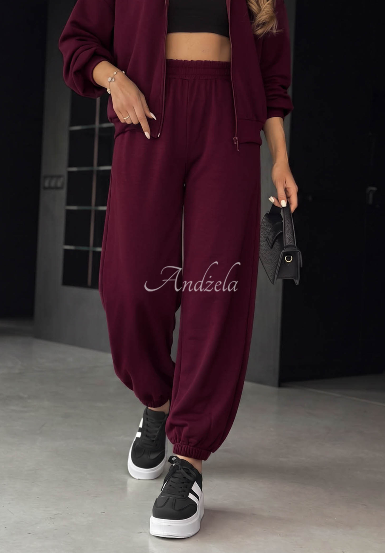 Set din vâscoză cu hanorac cu fermoar și pantaloni Comfort Club