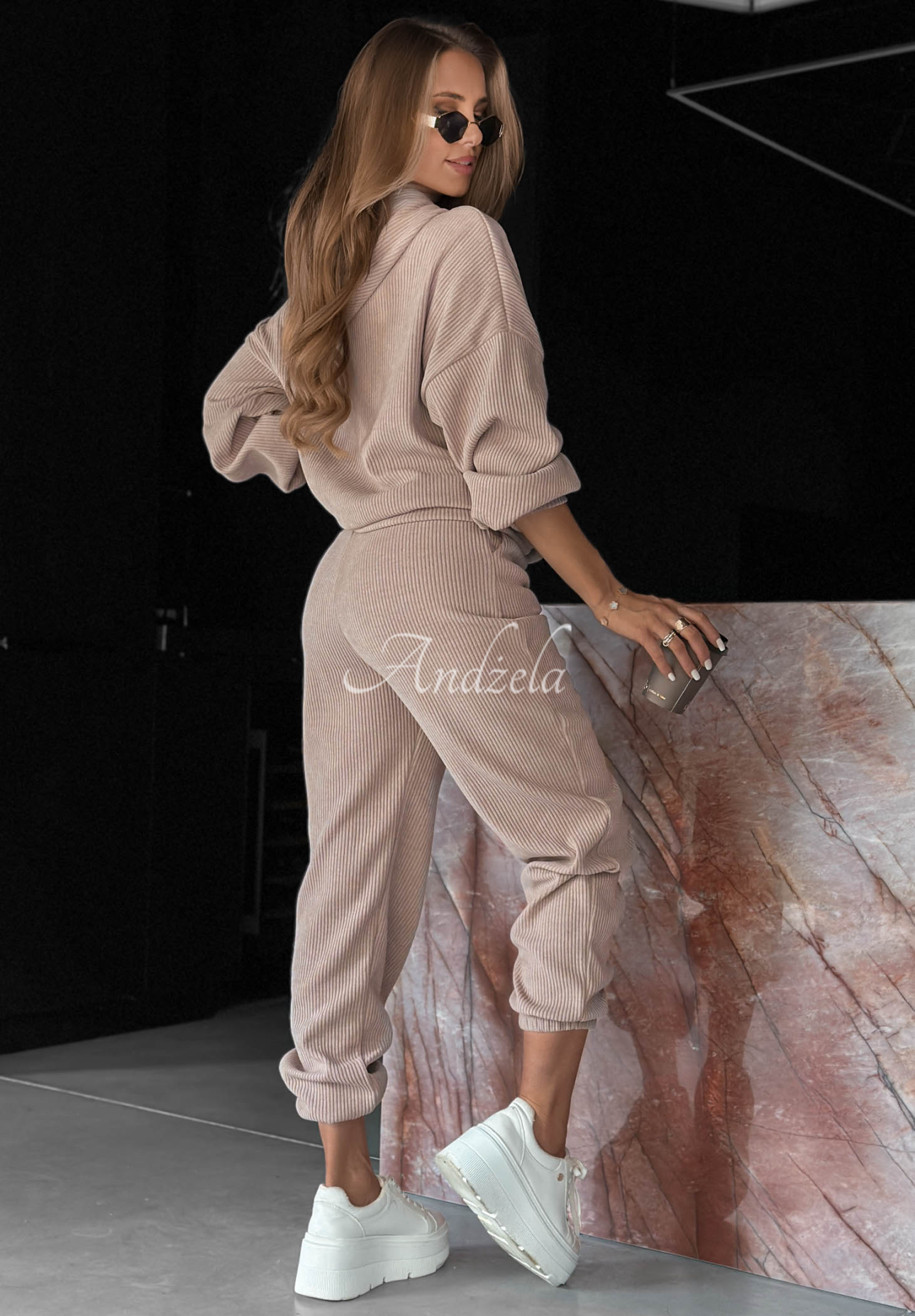 Set din catifea reiată cu hanorac cu glugă și pantaloni din bumbac Quiet Confidence