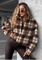 Scurtă Geacă baranek sherpa w kratę Teddy Jacket ciocolatie