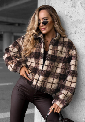Geacă scurtă teddy &icirc;n carouri Teddy Jacket