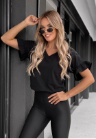 Bawełniany Tricou z falbankami Ask For More roz pudră