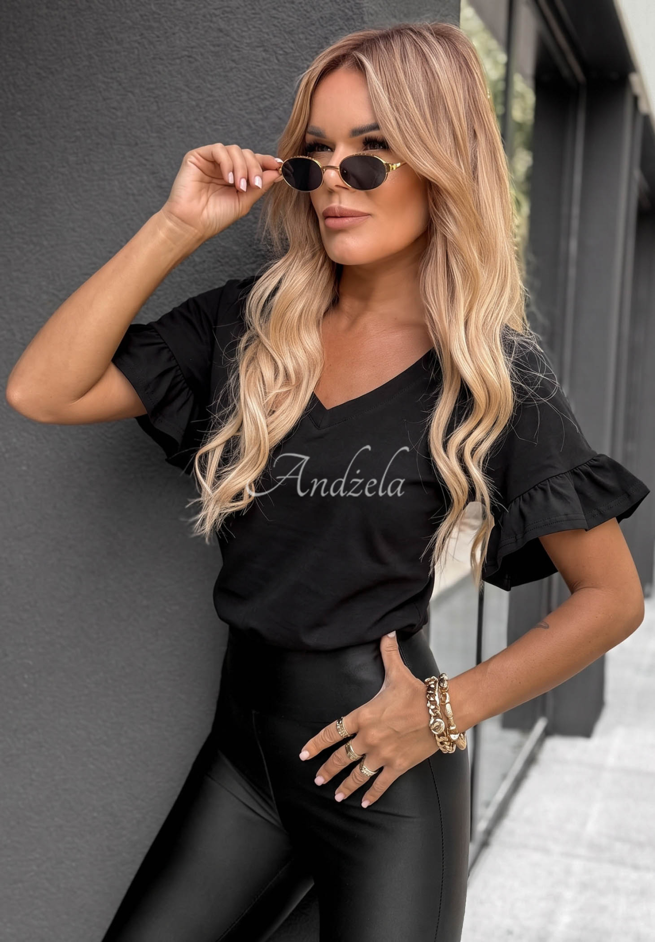 Tricou din bumbac cu volănașe Ask For More