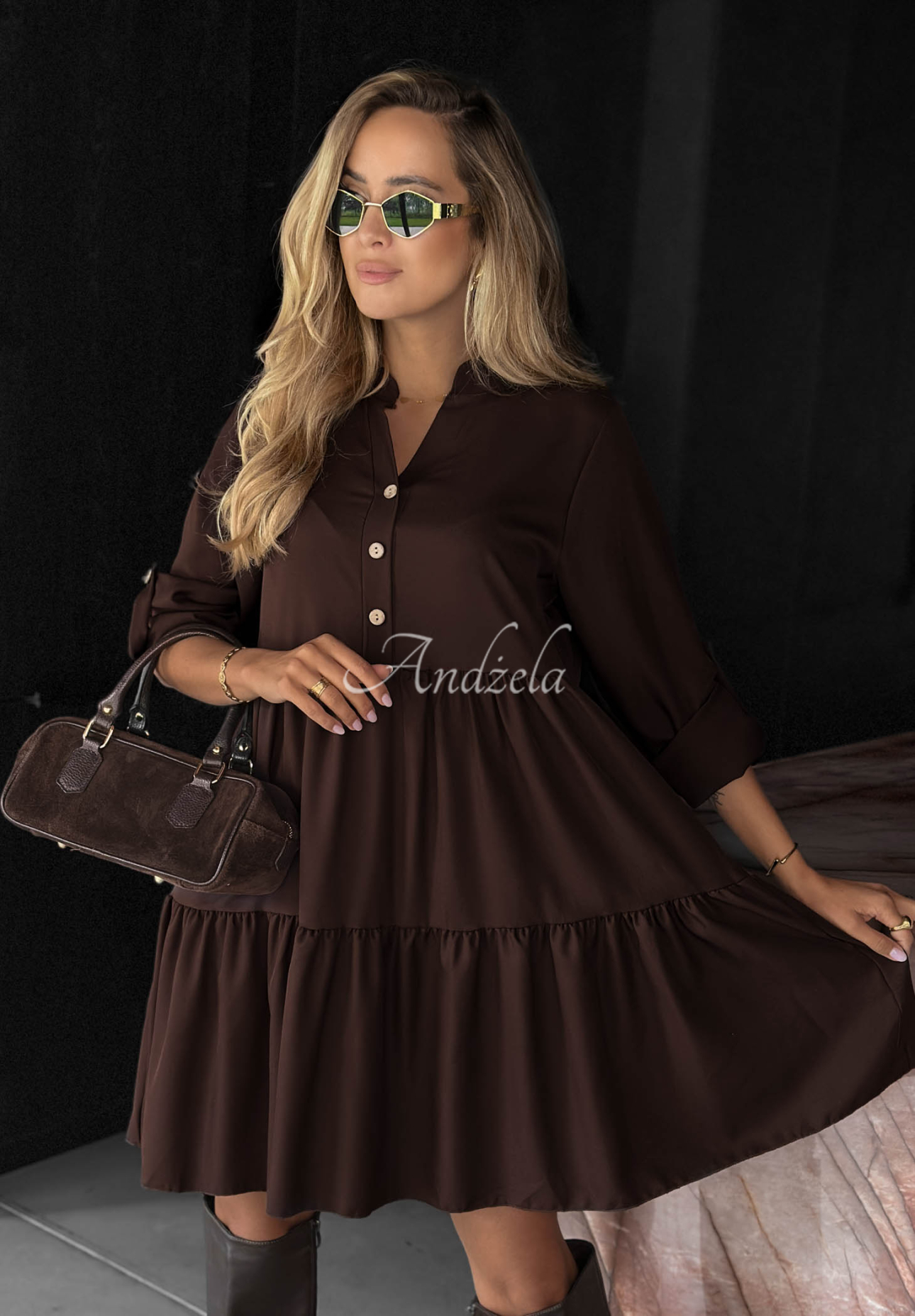 Rochie oversize cu volănașe și vâscoză Modern Charm