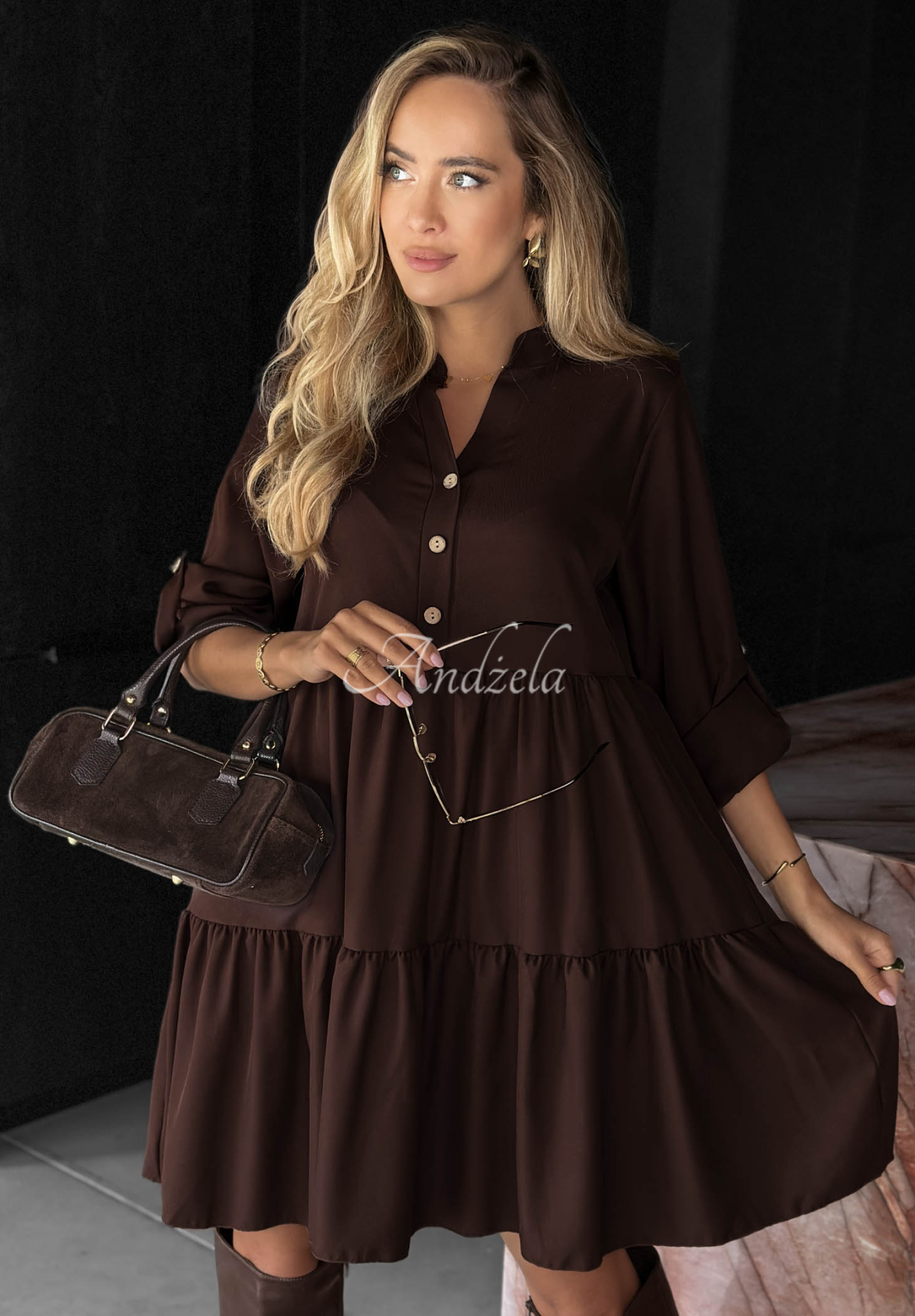 Rochie oversize cu volănașe și vâscoză Modern Charm