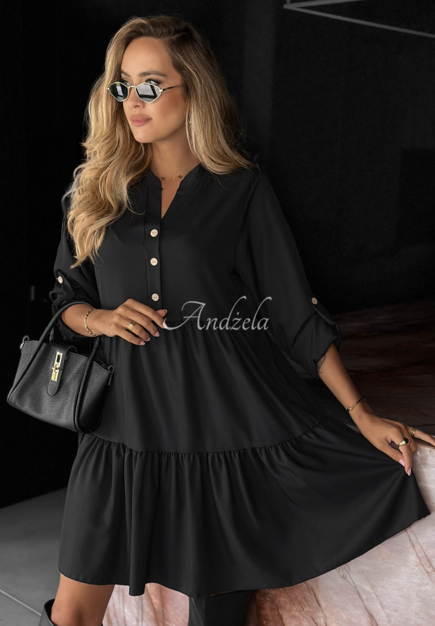 Rochie oversize cu volănașe și v&acirc;scoză Modern Charm