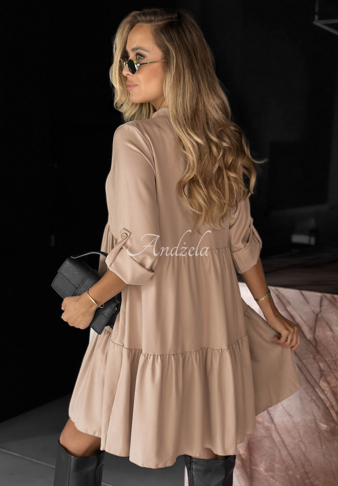 Rochie oversize cu volănașe și vâscoză Modern Charm