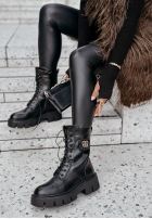 Skórzane Botine ze sznurowaniem The Season negre