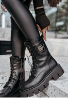 Skórzane Botine ze sznurowaniem The Season negre