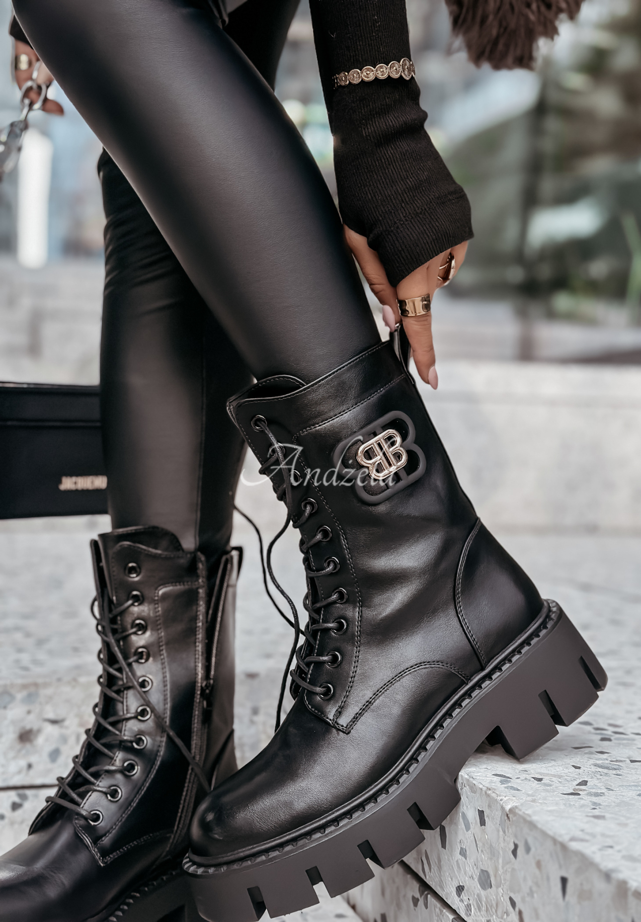 Botine worker din piele cu șireturi The Season
