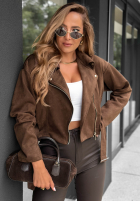 Scurtă zamszowa kurtka Geacă biker Daily Flow ciocolatie
