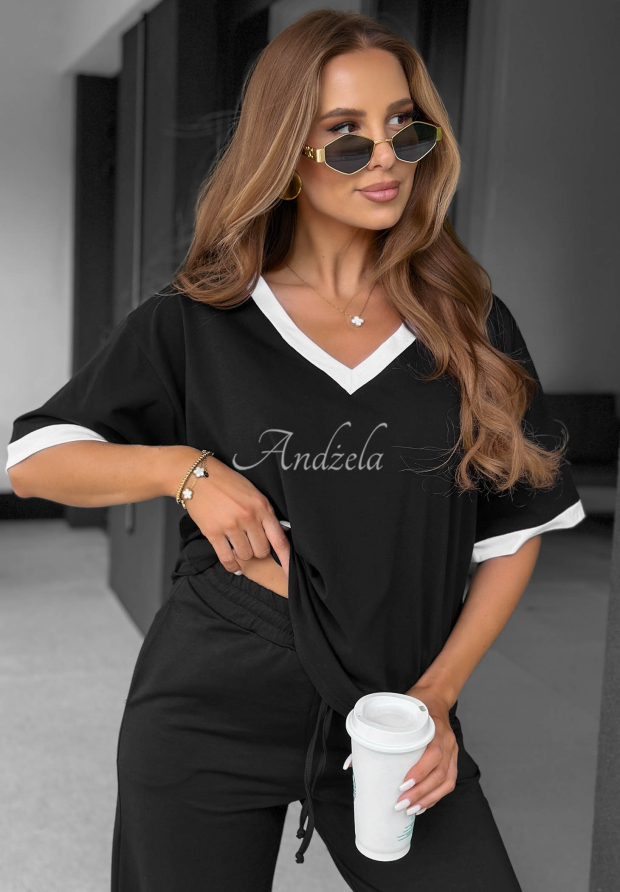 Tricou din bumbac cu decolteu &icirc;n V Perfect Basic