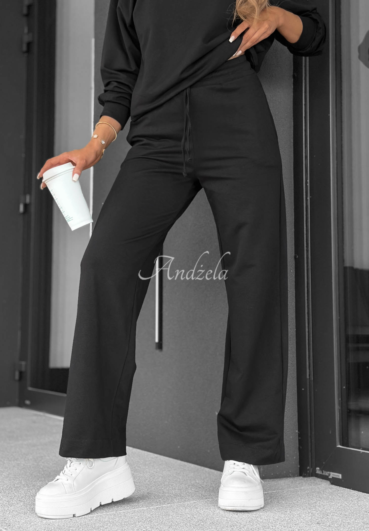 Pantaloni de trening din bumbac wide leg Never Late