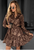 Koszulowa Rochie z falbanką Call My Name burgundowa