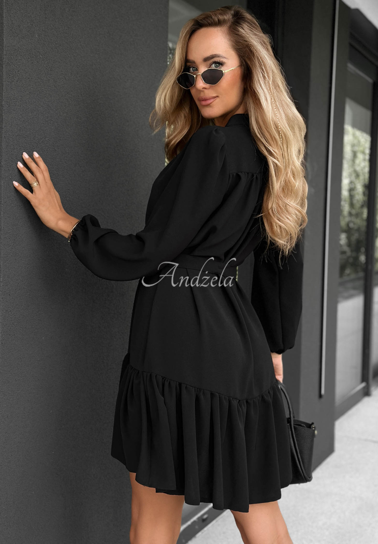 Rochie tip cămașă din vâscoză cu volănaș Call My Name
