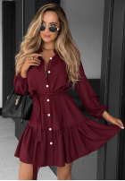 Koszulowa Rochie z falbanką Call My Name burgundowa