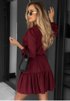 Koszulowa Rochie z falbanką Call My Name burgundowa