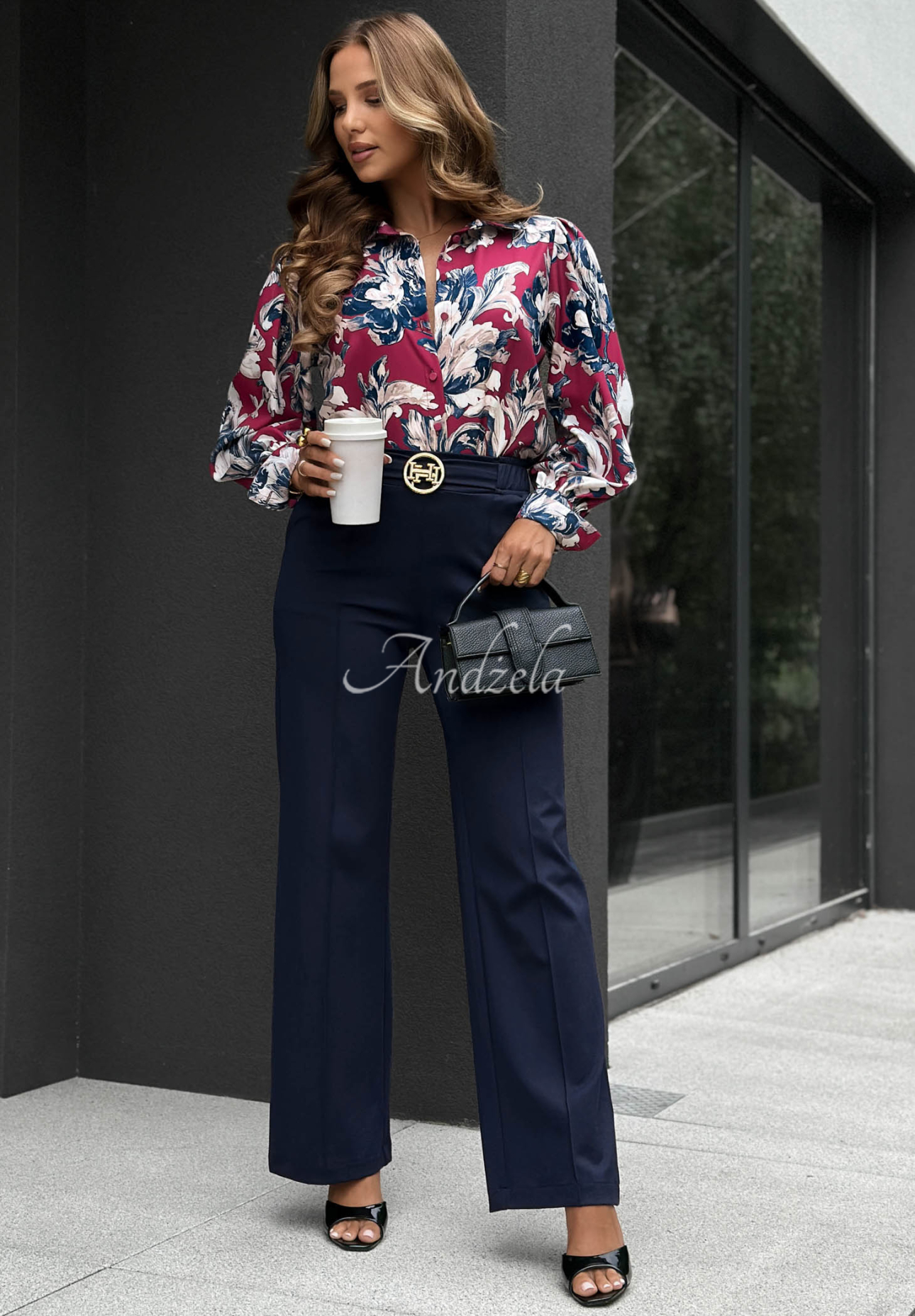 Pantaloni din vâscoză cu cusături Classy Mood