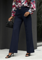 din material textil Pantaloni wide leg z paskiem Classy Mood bej