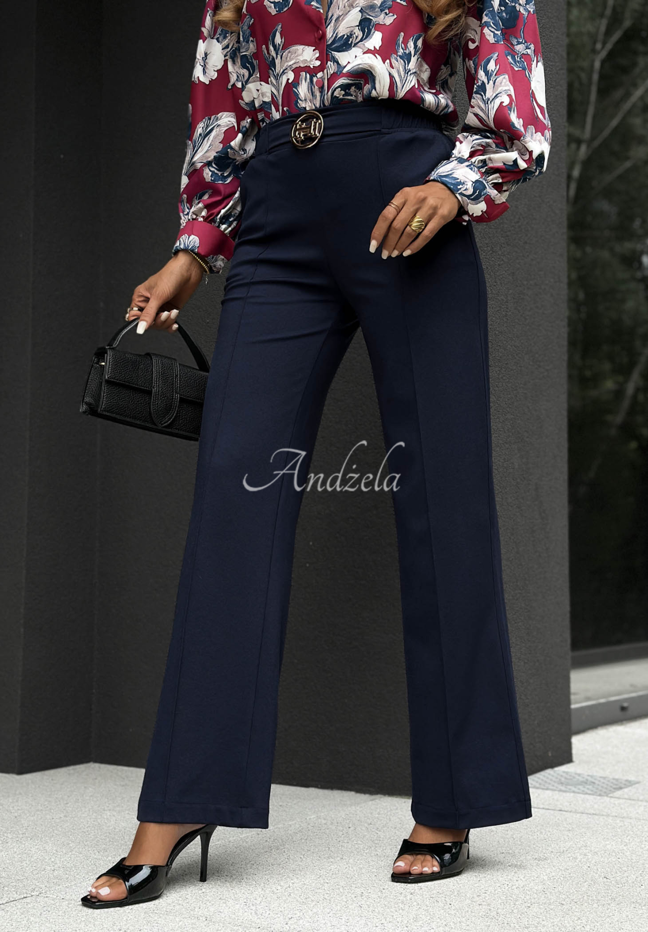 Pantaloni din vâscoză cu cusături Classy Mood