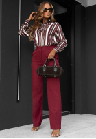 Cămașă w paski Velvet Dream burgundowo-ciocolatie