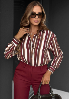 Cămașă w paski Velvet Dream burgundowo-ciocolatie