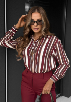 Cămașă w paski Velvet Dream burgundowo-ciocolatie