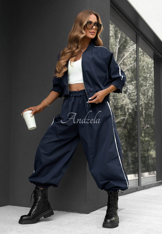 Compleu din bumbac cu jachetă și pantaloni cu lampasuri Unbelievable