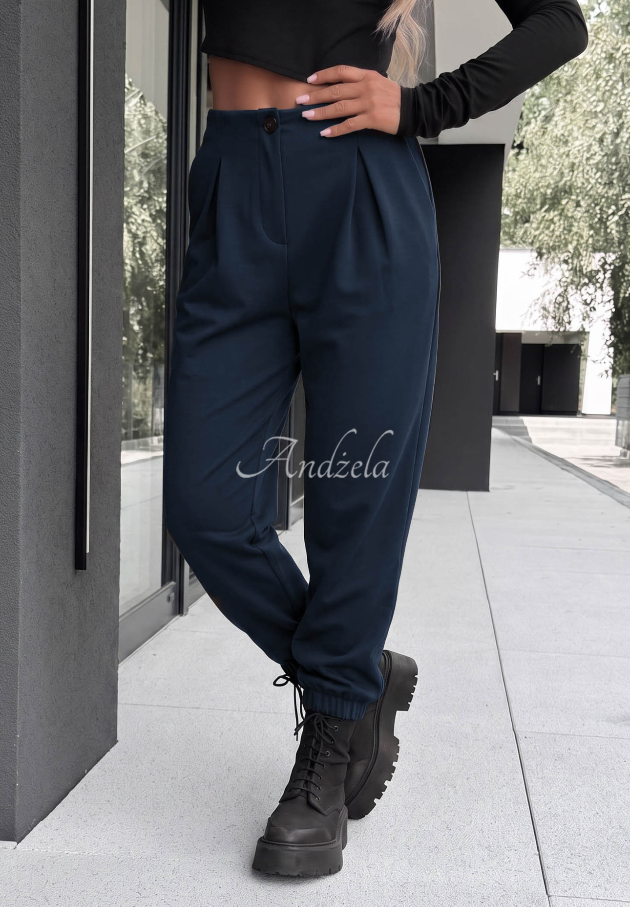 Pantaloni din viscoză cu manșete What You Wanted