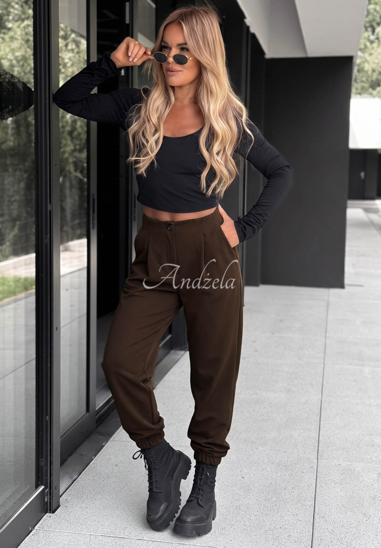 Pantaloni din viscoză cu manșete What You Wanted