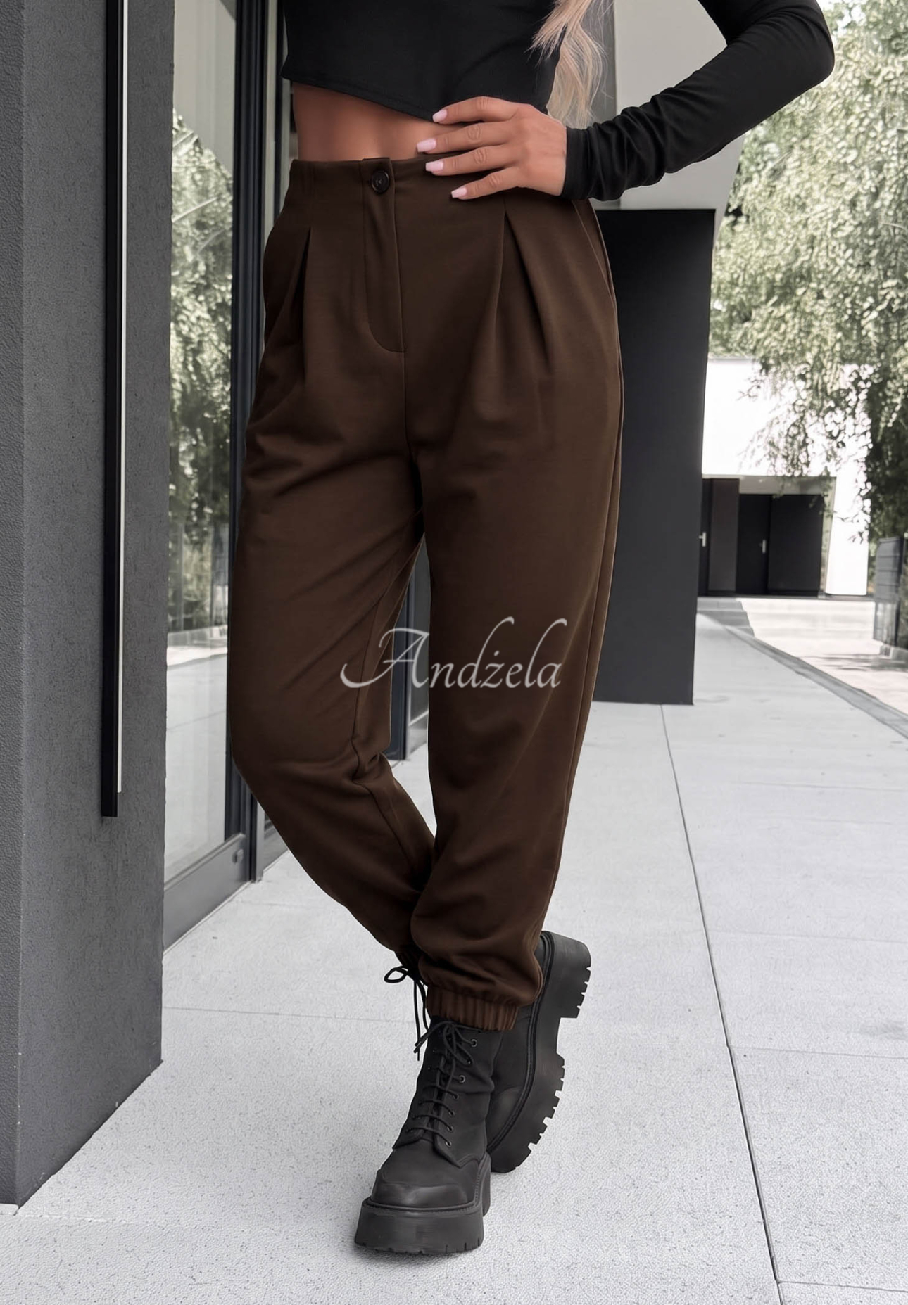 Pantaloni din viscoză cu manșete What You Wanted