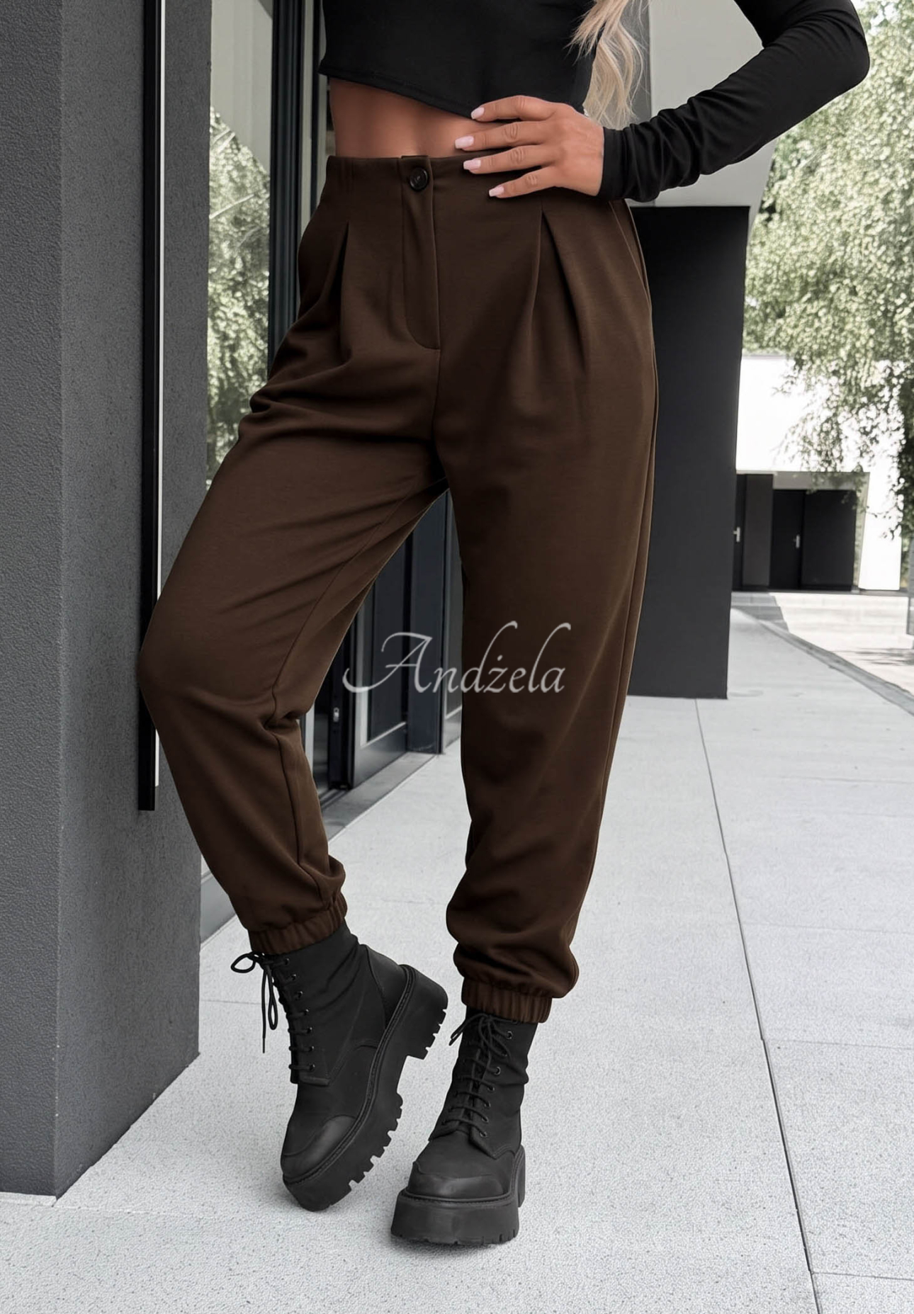 Pantaloni din viscoză cu manșete What You Wanted